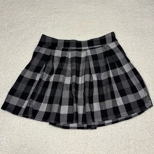 Noisy May Women Black Gray Plaid Pleated Mini Skirt